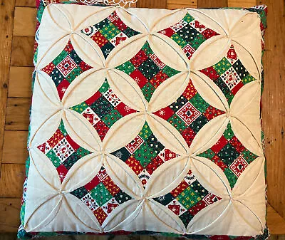 $19.99 • Buy Vintage Farmhouse Country Christmas Quilted Pillow Handmade Throw Pillow 12 X 12