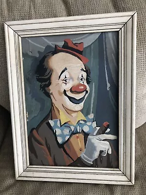 Vintage Paint By Number Framed Clown Picture 16.5” Tall.  12.5” Wide • $19