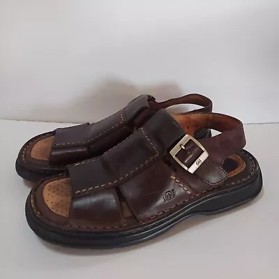 Born Brown Leather Fisherman Slingback Open Toe Sandals Men Sz 9 EUR 42.5 B-1161 • $32