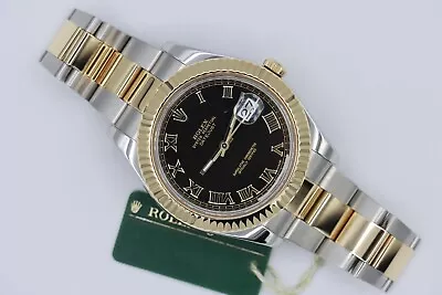 Rolex Datejust II 116333 Black Roman Dial Two-Tone 41mm With Papers Year 2013 • $10999.95