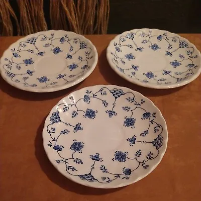 MYOTT Staffordshire England FINLANDIA Blue & White Set Of 3 Saucers  • $22