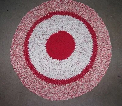 Valentine Rag Rug Cotton/Poly USA Handcrafted With Vintage Fabric • $40