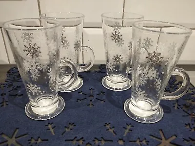 4 Festive Latte Mugs Snowflake New • £12