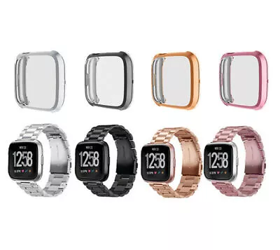 Classic Stainless Steel Watch Band Strap With Case For Fitbit Versa 2 (2nd Gen) • $19.99