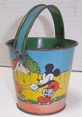 Vintage Early Ohio Art Pie Eyed Mickey Minnie Mouse Pluto Sand Pail Bucket VG + • $44.99