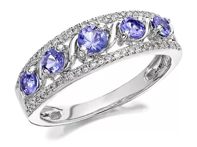 Kilimanjaro Womens Jewellery 9ct White Gold Tanzanite And Diamond Ring - 20pts • £699