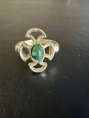 Vtg '73 Avon BARONESS RING Gold Tone Faux Jade Maltese Cross • $8.99