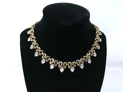 Vintage Signed Trifari Pat Pend Gold Tone Queen Of Diamonds Necklace • $199.99