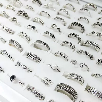 50pcs Stainless Steel Jewelry Wholesale Lot Fasion Party Women Mens Silver Rings • $27.99