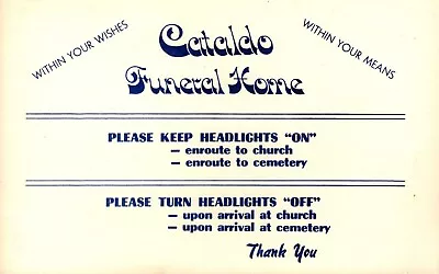 Vintage  Cataldo Funeral Home  Garner  Iowa  7  X 4.5   Car Sign • $10