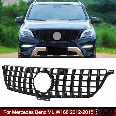 For Mercedes Benz W166 ML350 2012-2015 Gloss Black GT Front Bumper Grille Grill • $115.99