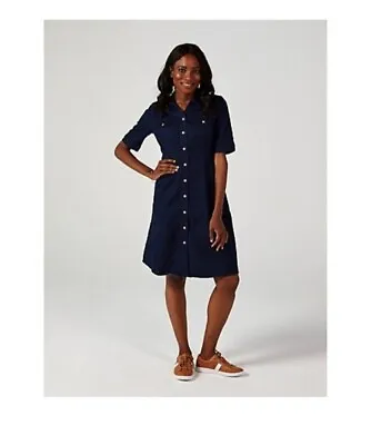 £12 • Buy Nina Leonard Button Up Stretch Denim Dress Indigo Uk Size 3xlarge Bnip