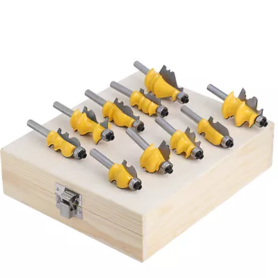 10PCS Edge Molding Router Bit 8mm Shank Set Profile With Wooden Storage Case • $121.43