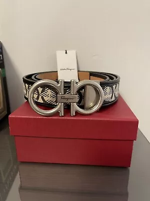 £386.78 • Buy Salvatore Ferragamo Gancini Embossed/black Exotic Belt Authentic Size Mens 115cm