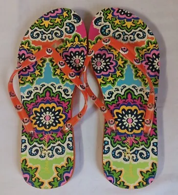 Vera Bradley Flip Flops Size 7-8 Rio Pattern Sandals Bright Multi-Color READ • $9.99