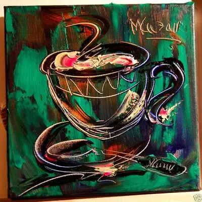 COFFEE LARGE ART Expressionist   Abstract Modern Original Oil Painting GREEFR5 • $99