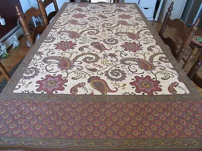  Mahogany Tablecloth 57 X83  Paisley Rust Gold Avacardo Lavender On Cream  • $12