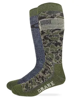 Drake Men's American Flag Merino Wool Blend Boot Socks Large 2 Pair • $14.95