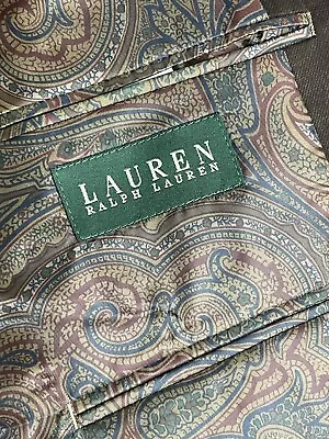 Lauren Ralph Lauren Mens Blazer 40S Faux Suede Brown Paisley Sport Coat • $31.99