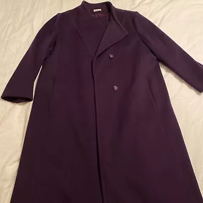 Yves Venet Vintage Plus Womens 100% Wool Long Dress Coat Purple Overcoat • $35