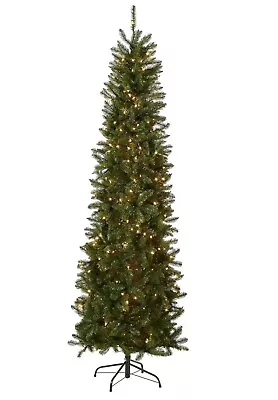 National Tree Company Artificial Pre-Lit Slim Christmas Tree Green Light 7.5 Ft • $74.99