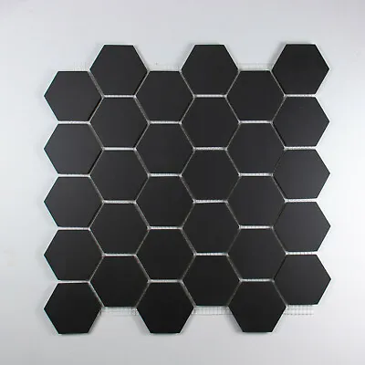 Hexagon Mesh-backed Ceramic Tiles 50x50mm (30 Tiles Per Sheet)  | London Mosaic • £12.90