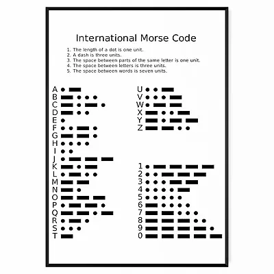 Morse Code Alphabet Chart Wall Poster Print International Morse Code Education • £3.99
