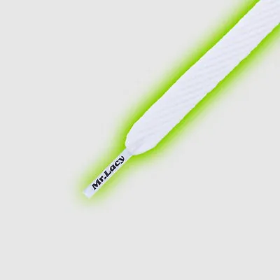 Laces Mr Lacy Flatties Junior Glow Flat Shoelaces Glow In The Dark Green 110 Cm • £9.48