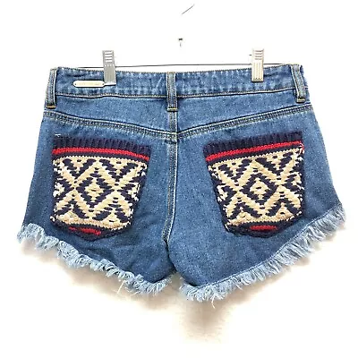 PS Erin Wasson Cut-Off Short Shorts Womens Size 26 - Mid Rise Knit Woven Pockets • $19.43