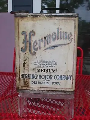 $99.99 • Buy 1913 Hermoline Motor Oil Can  Herring Co  Des Moines Iowa