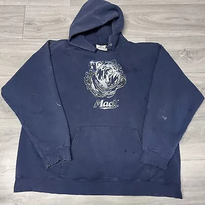 Vintage Mack Trucks Pullover Hoodie Bulldog Chrome Logo Mens XL Distressed • $99