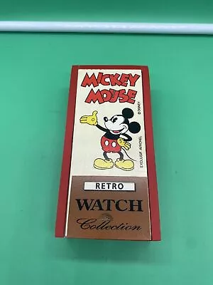 Mickey Mouse Retro Watch Collection Disney Wooden BoxPouch/Papers 1996 Paris • $94.99