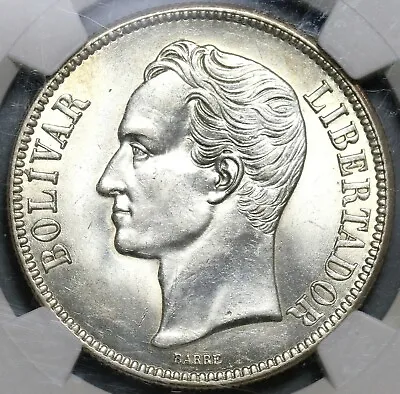 1936 NGC MS 63 Venezuela 5 Bolivares Silver 90% Mint State Crown Coin (20111201C • $275