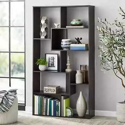 Tall Bookcase Cubby Large Open Bookshelf Modern Cube 8 Shelf Display Brown NEW • $83.95