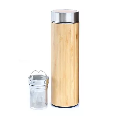 Tea Bottle Bamboo Tumbler With Infuser BPA Free Double Wall Travel Tea Mug • $12