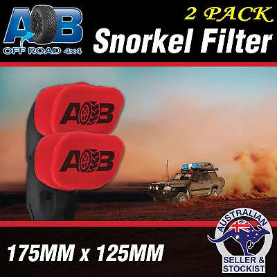 2x RED AOB Snorkel Pre Filter Cleaner 4  175x125mm Ram Head Cover Air Filter 4x4 • $41