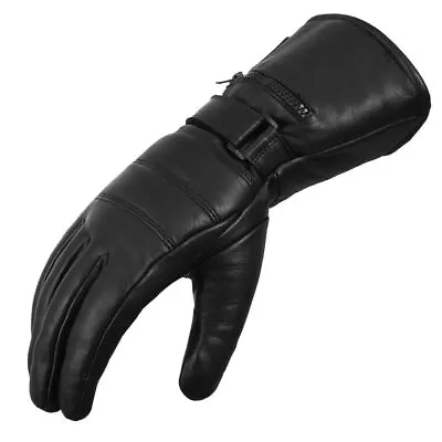 Leather Motorcycle Gauntlet Gloves With Rain Cover And Pocket - Touchscreen • $48.90