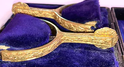 Antique Henry Maxwell London Military Officer Fancy Dress Spurs Gold Gilt Boxed • $595