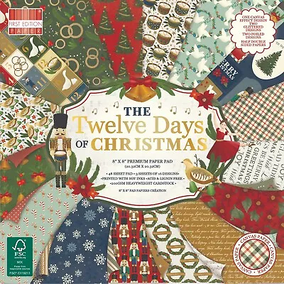 First Edition FSC 8x8 Christmas Paper Pad - 12 Days Of Chris • £7.99