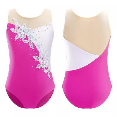 Girls Sleeveless Ballet Dance Leotard Shiny Metallic Athletic Gymnastics Leotard • £11.99