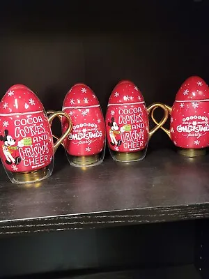 (4) Brand New Disney Mickey’s Very Merry Christmas Party Light Bulb Coffee Mug • $50