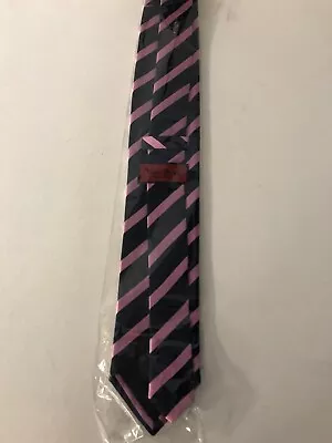 'Van Buck Men's Red Label Tie - Navy/pink Striped [100% Silk] • £18