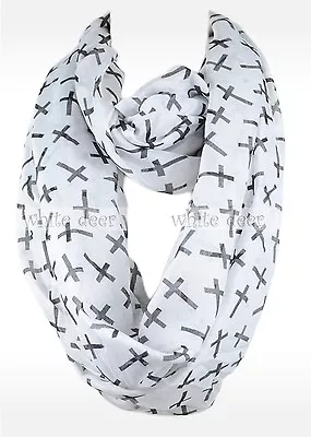 Wide Cross Print Block Circle Loop Wrap Spring Infinity Scarf Multi Color Soft • $8.35