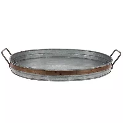 Stonebriar Rustic Galvanized Serving Tray With Rust Trim And Metal Handles • $21.57