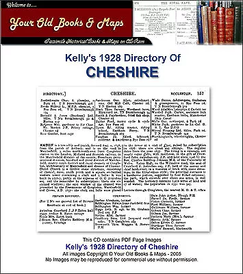 Kelly's Directory Of Cheshire 1928 CDROM • £6.99