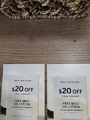 2 Victoria’s Secret $20 Off $50 +  Full SizeMist Or Lotion Reward Cards Exp.5/21 • $20