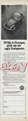 $3.50 • Buy 1969 VW Volkswagen Beetle Vintage Magazine Ad Pick Up An Ugly European Bug 69