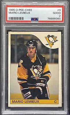 1985-86 O-Pee-Chee #9 Mario Lemieux Rookie Card OPC HOF RC GRADED PSA 2 GOOD • $164.95