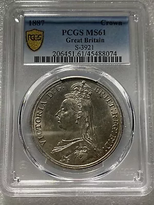 1887 UK Great Britain Queen Victoria Silver Crown Coin Nicely PCGS MS61 • $809.56