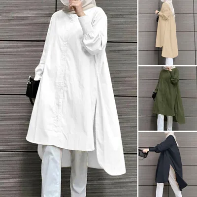ZANZEA Women Long Sleeve Casual Loose Blouse Muslim Asymmetrical Hem Tops Shirt • $17.72